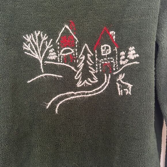 Christopher & Banks Hunter Green Hand Embroidered Winter Theme Pullover Size  XL - Picture 5 of 10